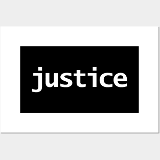 Minimal Typography Justice White Text Posters and Art